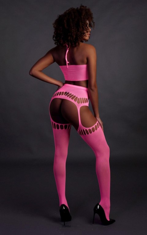 Two Piece with Crop Top and Stockings - Pink - XS/XL SHOTS