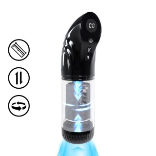 StrokeMate - Suction Rotation and Thrusting Masturbator Pump - Black SHOTS