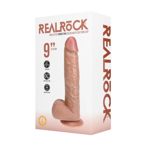 Vibrating Regular Straight Cock with Balls - 23 cm - Tan SHOTS