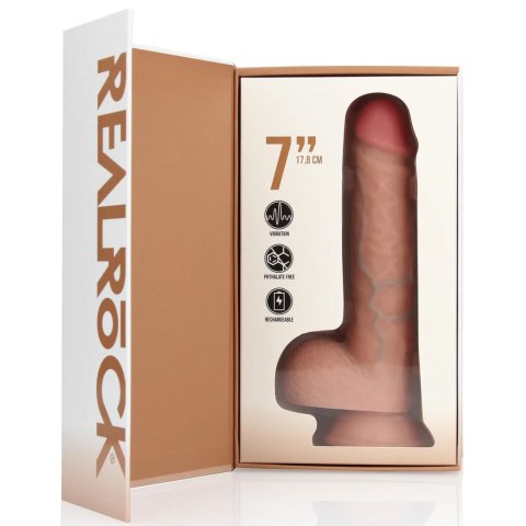 Vibrating Regular Straight Cock with Balls - 7" / 18 cm - Flesh SHOTS