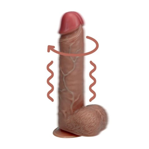 Vibrating and Rotating Straight Cock with Balls - 8" / 20,5 cm - Tan SHOTS