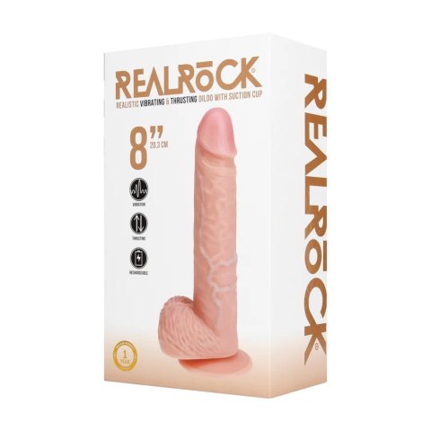 Vibrating and Thrusting Straight Cock with Balls - 8" / 20,5 cm - Flesh SHOTS