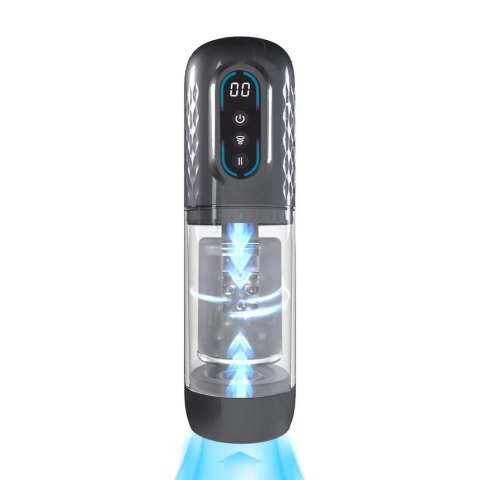 Vortex - Suction Rotation and Thrusting Masturbator Pump - Gun Metal SHOTS