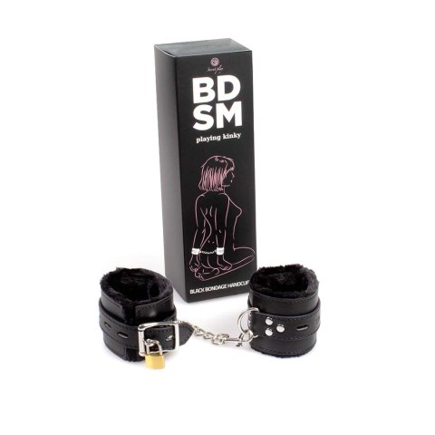 Kajdanki-Black Bondage Handcuffs BDSM Secret Play - FEMARVI S.L.