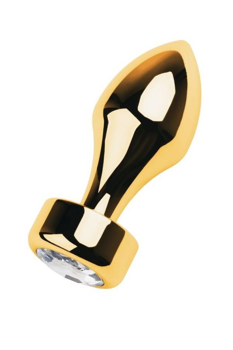 Gold anal plug TOYFA Metal with white round-shaped gem , length 7 cm, diameter 2-3,5 cm, weight 140 gr TOYFA - Boys of Toys Sp. z o.o. (dystrybutor)