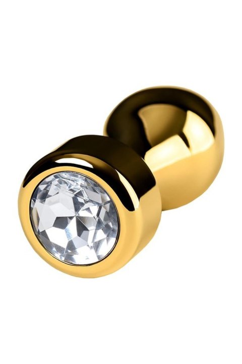 Gold anal plug TOYFA Metal with white round-shaped gem , length 7 cm, diameter 2-3,5 cm, weight 140 gr TOYFA - Boys of Toys Sp. z o.o. (dystrybutor)