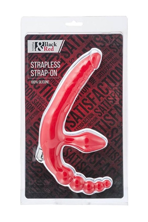 Black & Red, Beltless strapon with vibro-bullet, moisture-resistant, silicone, red 35 cm TOYFA - Boys of Toys Sp. z o.o. (dystrybutor)