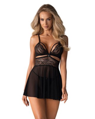 Bielizna-838-BAB-1 babydoll i stringi czarna XXL Obsessive - Amocarat Sp. z o.o.