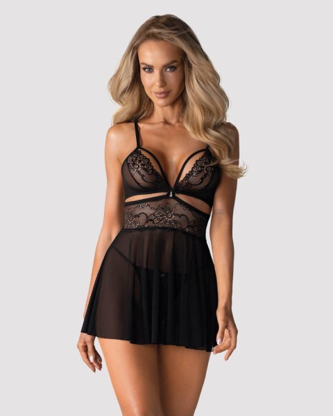 Bielizna-838-BAB-1 babydoll i stringi czarna XXL Obsessive - Amocarat Sp. z o.o.