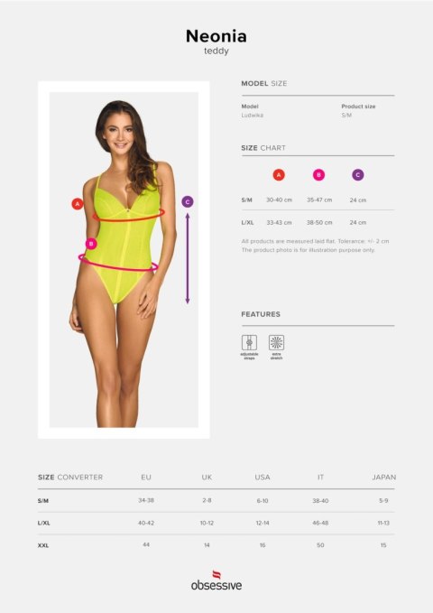 Neonia body żółty L/XL Obsessive - Amocarat Sp. z o.o.