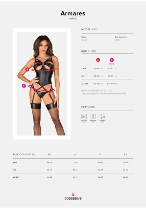 Armares gorset i stringi M/L Obsessive - Amocarat Sp. z o.o.