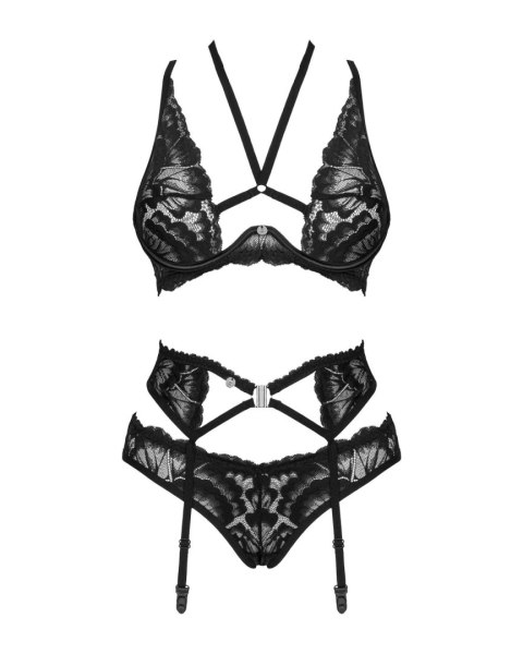 Bielizna-Alessya komplet 3-częściowy czarny M/L Obsessive - Amocarat Sp. z o.o.