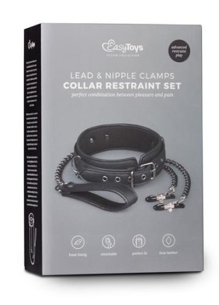 Wiązania-Leather Collar With Nipple Chains ONE-DC B.V.