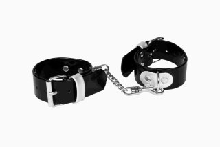 Kajdanki-WHIPS lakier, kajdanki damskie na ręce, czarne, gładkie WHIPS - PPH GRAS