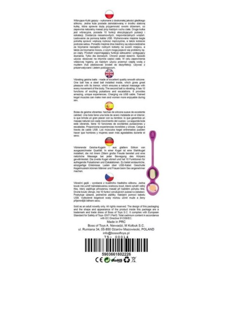 Vibrating Kegel Balls 32mm 80g Purple 10 function USB - B - Series Boys of Toys Sp. z o.o.