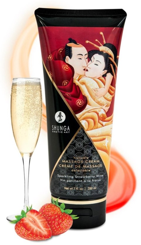 Massage Cream Sparkling Strawberry Wine Shunga - EAU ZONE