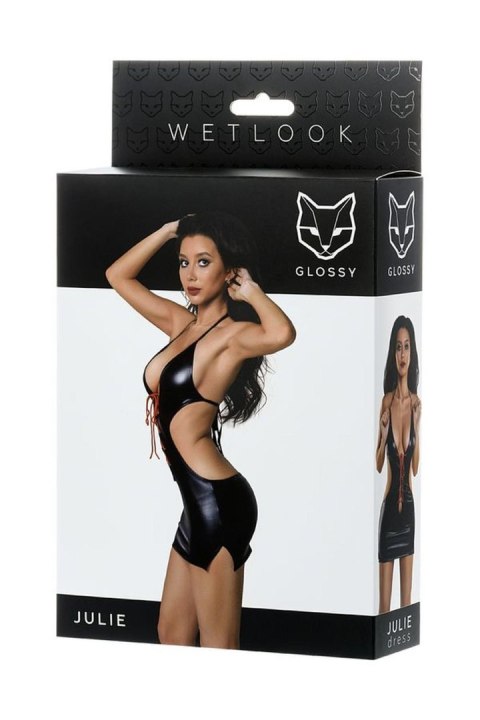 Glossy Shiny Wetlook dress JULIE - black S GLOSSY - Boys of Toys Sp. z o.o. (dystrybutor)