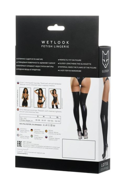 Glossy Shiny Wetlook stockings LOTIS - black XL GLOSSY - Boys of Toys Sp. z o.o. (dystrybutor)