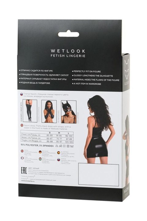 Wetlook black dress NAOMI - black S GLOSSY - Boys of Toys Sp. z o.o. (dystrybutor)