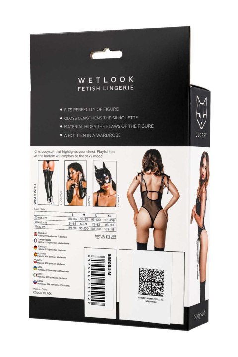 Glossy Amilia, bodysuit, wetlook, black, XL GLOSSY - Boys of Toys Sp. z o.o. (dystrybutor)