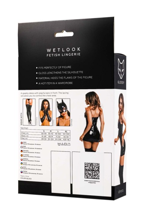 Glossy Mirabell, dress, wetlook, black, M GLOSSY - Boys of Toys Sp. z o.o. (dystrybutor)