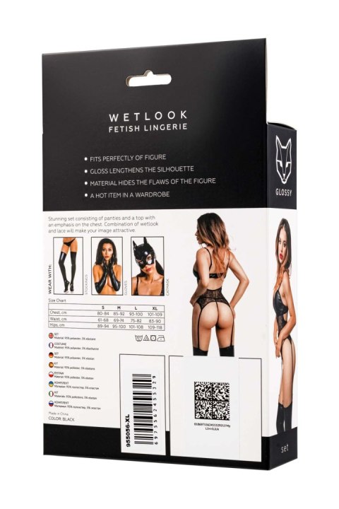 Glossy Miriam, set, wetlook, black, M GLOSSY - Boys of Toys Sp. z o.o. (dystrybutor)