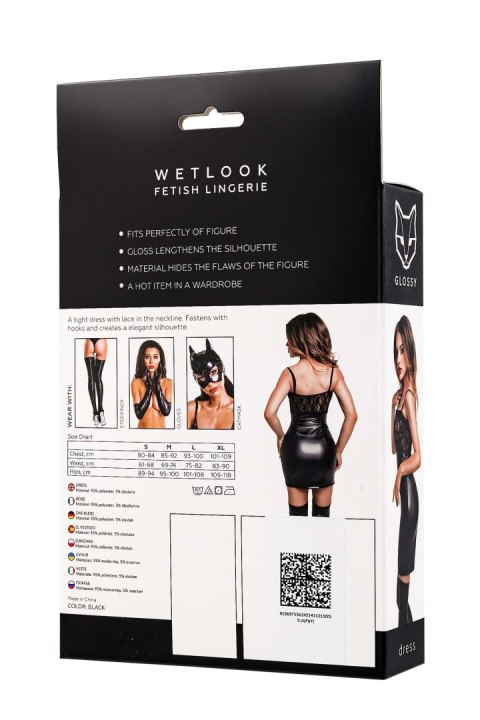 Glossy Nelly, dress, wetlook, black, S GLOSSY - Boys of Toys Sp. z o.o. (dystrybutor)