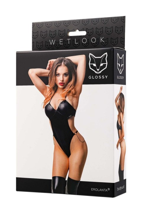 Glossy Reina, bodysuit, wetlook, black, L GLOSSY - Boys of Toys Sp. z o.o. (dystrybutor)