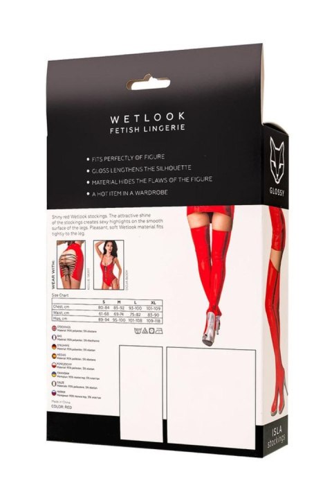 Wetlook Glossy Isla stockings - red XL GLOSSY - Boys of Toys Sp. z o.o. (dystrybutor)