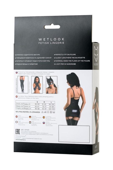 Wetlook dress IVY - black L GLOSSY - Boys of Toys Sp. z o.o. (dystrybutor)
