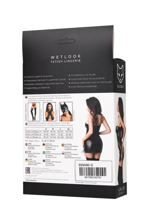 Wetlook dress Lillie - black S GLOSSY - Boys of Toys Sp. z o.o. (dystrybutor)