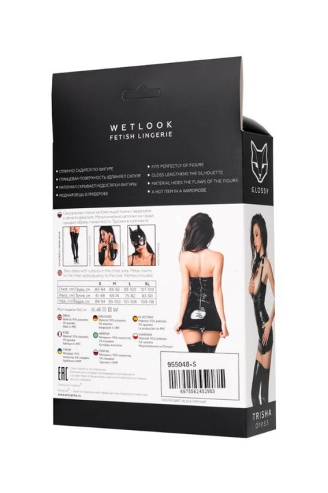 Wetlook dress Trisha - black XL GLOSSY - Boys of Toys Sp. z o.o. (dystrybutor)