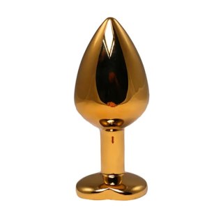 Gold medium heart-shaped butt plug with pink crystal Fantasy - Boys of Toys Sp. z. o.o. (dystrybutor)