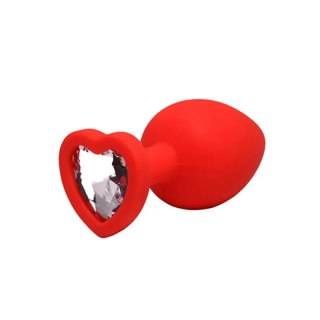 Red large heart-shaped butt plug with white crystal Fantasy - Boys of Toys Sp. z. o.o. (dystrybutor)