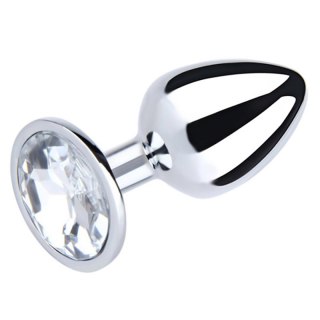 Silver Large Butt Plug with White Diamond Fantasy - Boys of Toys Sp. z. o.o. (dystrybutor)