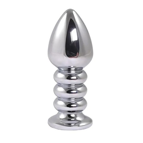 Silver large ribbed butt plug with pink crystal Fantasy - Boys of Toys Sp. z. o.o. (dystrybutor)