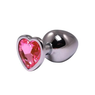 Silver medium heart-shaped butt plug with pink crystal Fantasy - Boys of Toys Sp. z. o.o. (dystrybutor)
