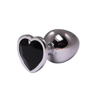 Silver small heart-shaped butt plug with black crystal Fantasy - Boys of Toys Sp. z. o.o. (dystrybutor)