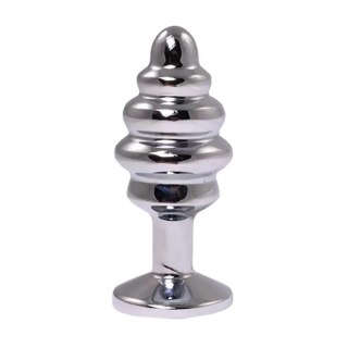 Silver small ribbed butt plug with pink crystal Fantasy - Boys of Toys Sp. z. o.o. (dystrybutor)