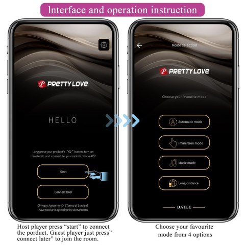 PRETTY LOVE - Nymph, 12 vibration functions Mobile APP Long-distance Control, ABS, 1 AAA battery Baile - Boys of Toys Sp. z. o.o. (dystrybutor)