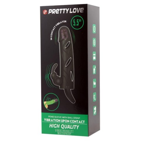PRETTY LOVE - PENIS SLEEVE WITH BALL STRAP vibration BLACK Baile - Boys of Toys Sp. z. o.o. (dystrybutor)