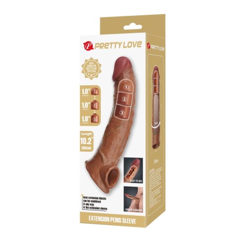 Pretty Love Extension Penis Sleeve with Modular Length Blocks - Dark Brown - 26 cm Baile - Boys of Toys Sp. z. o.o. (dystrybutor)