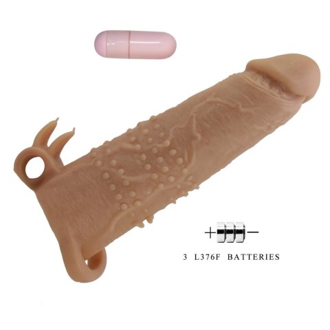 Pretty Love Quillon - 20 cm Vibrating Penis Sleeve Natural Baile - Boys of Toys Sp. z. o.o. (dystrybutor)