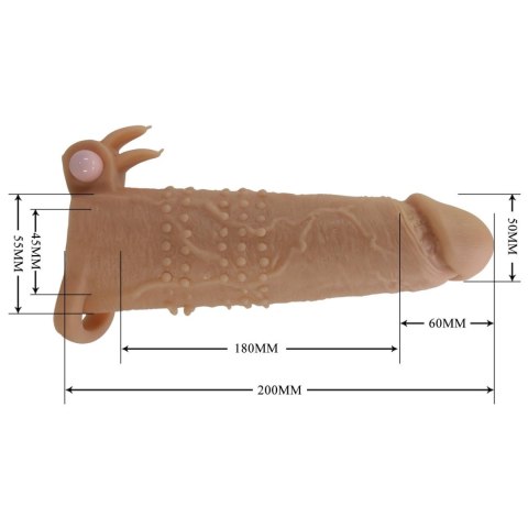 Pretty Love Quillon - 20 cm Vibrating Penis Sleeve Natural Baile - Boys of Toys Sp. z. o.o. (dystrybutor)