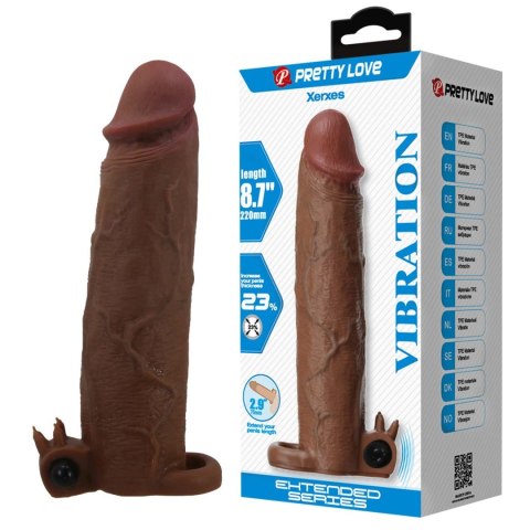 Pretty Love Xerxes - 22 cm Vibrating Penis Sleeve, Dark Brown Baile - Boys of Toys Sp. z. o.o. (dystrybutor)