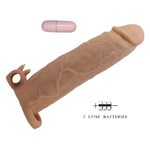 Pretty Love Xerxes - Penis Sleeve with Vibrating Ring, Flesh Color, 22 cm Baile - Boys of Toys Sp. z. o.o. (dystrybutor)