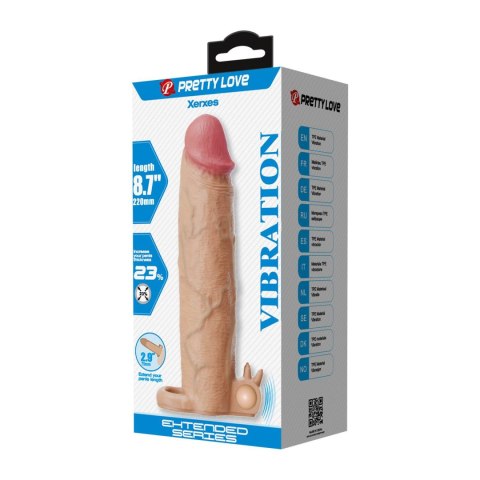 Pretty Love Xerxes - Penis Sleeve with Vibrating Ring, Flesh Color, 22 cm Baile - Boys of Toys Sp. z. o.o. (dystrybutor)