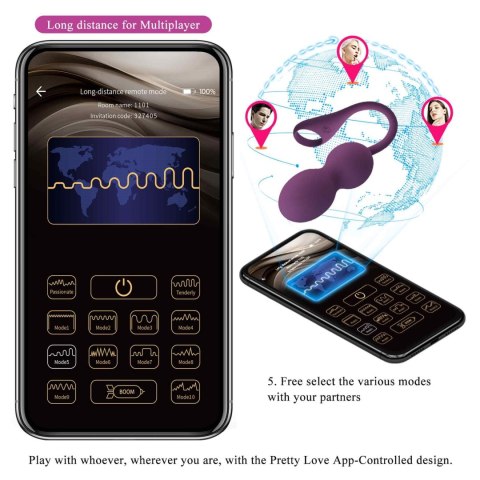 PRETTY LOVE - Elvira dark Purple, 12 vibration functions Mobile APP Long-distance Control Baile - Boys of Toys Sp. z. o.o. (dystrybutor)