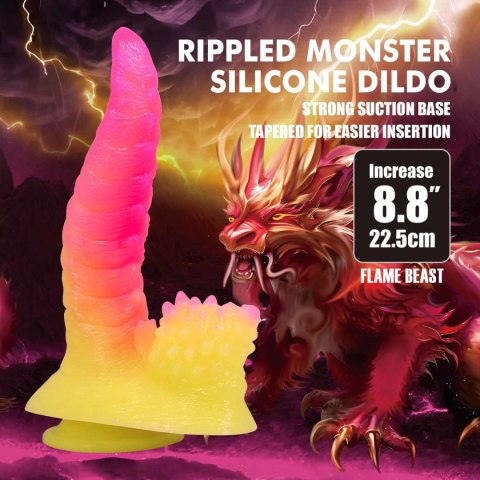Power Monsters Flamebeast - 22.5 cm Rippled Monster Silicone Dildo Baile - Boys of Toys Sp. z. o.o. (dystrybutor)