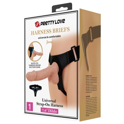 PRETTY LOVE - HARNESS BRIEFS Jerry Universal Strap-On Harness 7,6'' Dildo Flesh Baile - Boys of Toys Sp. z. o.o. (dystrybutor)